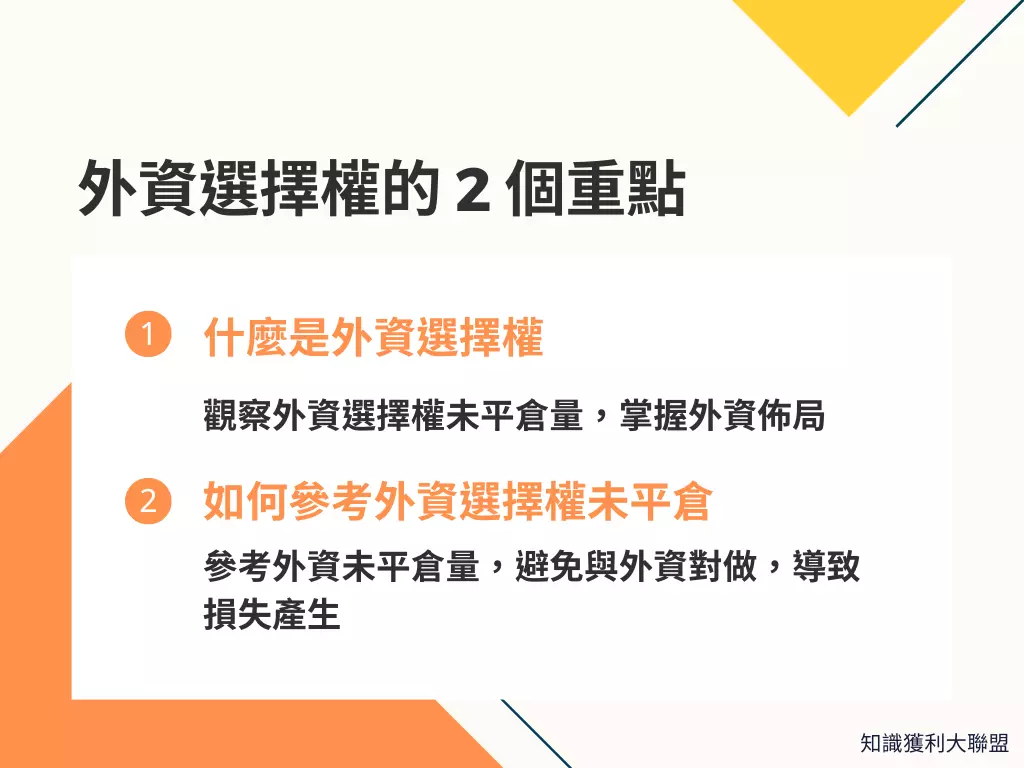 透過2 個重點帶你跟著外資選擇權一起操作，不再猶豫選擇權部位的取捨- 知識獲利大聯盟