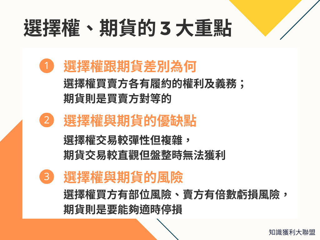 選擇權與期貨的不同點是什麼？投資期權前必須搞清楚這3 大重點- 知識獲利大聯盟